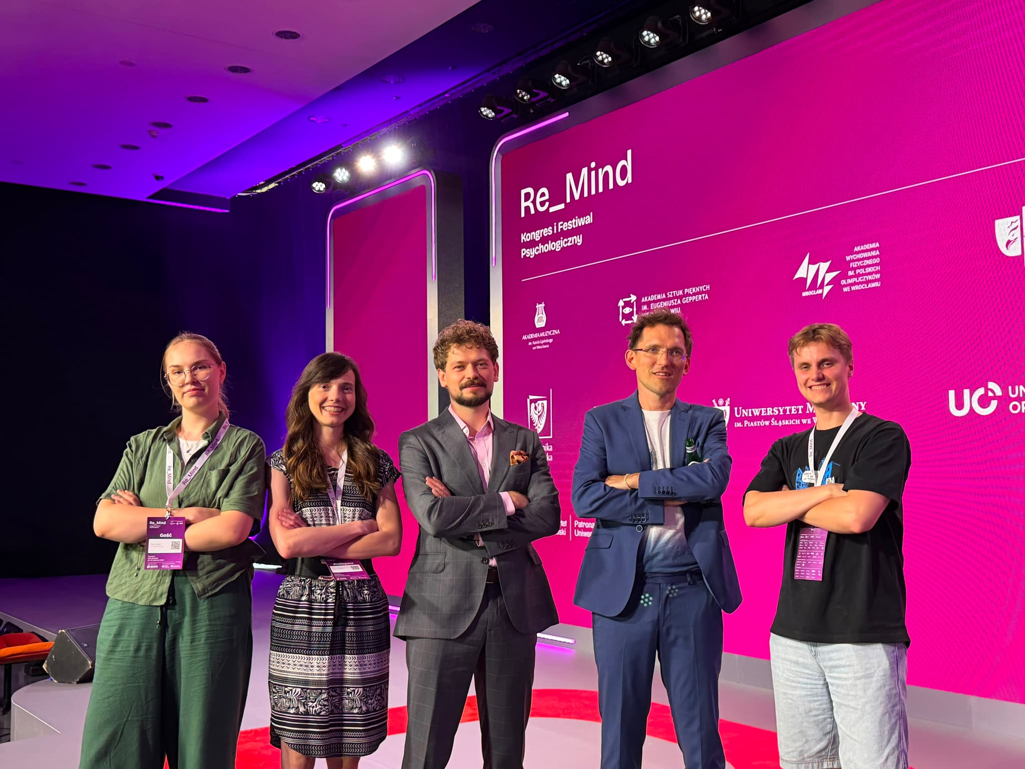 Members of the research team at a conference